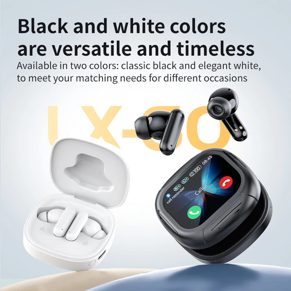 LX-60 Full Touch Screen Headphones ANC Bluetooth 5.4 Noise Cancelling Earphones HiFi Stereo Wireless In-Ear ENC Earbuds With Mic