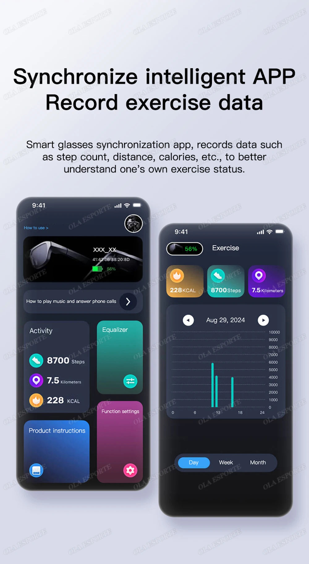 AI Smart Glasses Photo Sense Camera Bluetooth Music Call Intelligent Recording Ip65 Waterproof Bluetooth Sunglasses Men, Women