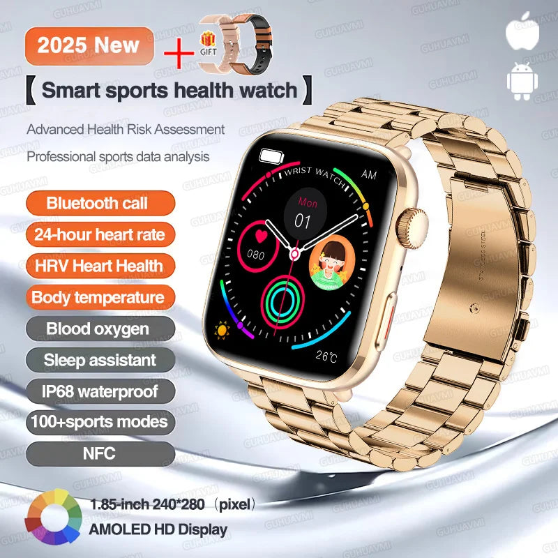 2025 New For Xiaomi Smart Watch HD Bluetooth Call AMOLED Screen NFC Waterproof GPS Sport Health Tracker Smart Watch