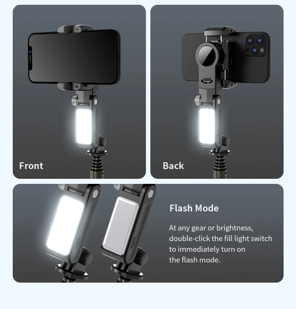 Q18 Desktop Following the shooting Mode Gimbal Stabilizer Selfie Stick Tripod with Fill Light for Smartphone