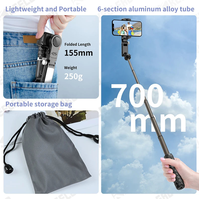 Q18 Desktop Following the shooting Mode Gimbal Stabilizer Selfie Stick Tripod with Fill Light for Smartphone