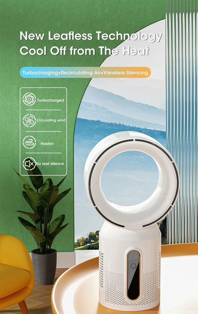 Electric Rechargeable Fan Bladeless Floor Standing Fan Cooling Child Safety Tower 3000mAh Fan Household Air Cooler 5 Gears