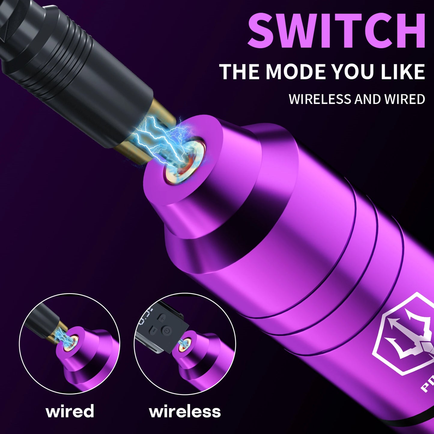 Tattoo Kit POSEIDON V5 Purple Tattoo Pen Kit For Permanent Makeup Tattoo Machine Kit High Power Tattoo Power Supply Tattoo Gun K