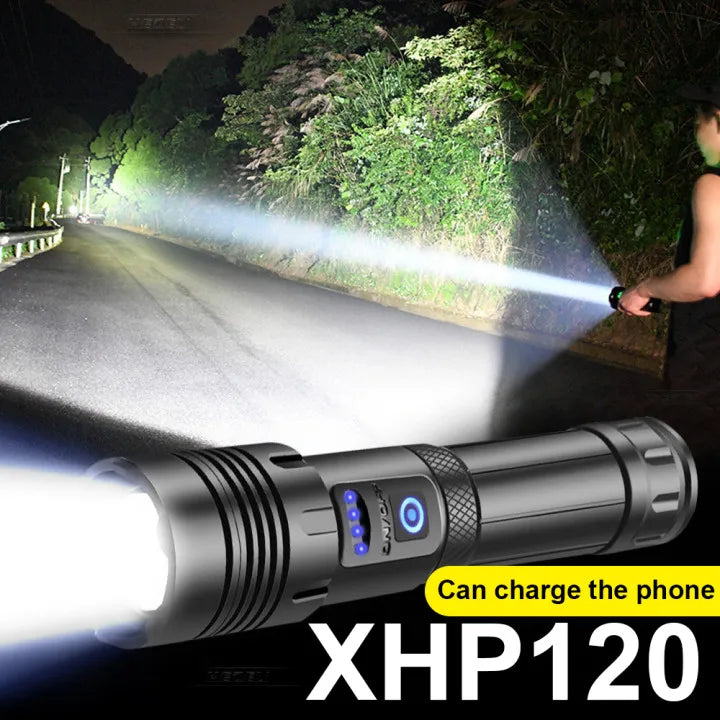ZK30 Super XHP120 Powerful Led Flashlight XHP90 High Power Torch light Rechargeable Tactical flashlight 18650 Usb Camping Lamp