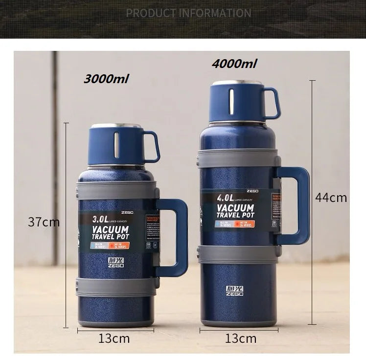304 Stainless Steel Big Capacity Thermos Bottle 3L /4L Outdoor Travel Coffee Mugs Thermal Vaccum Water Bottle Thermal Mug