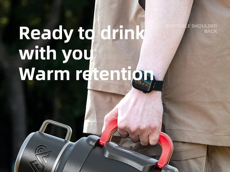 Stainless Steel Thermos Bottle with Handle Outdoor Portable Large Capacity Thermal Water Bottle ,Keep Hot and Cold for 72H