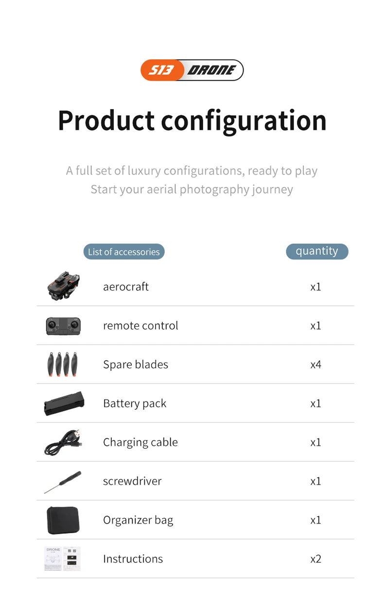 Xiaomi Mijia S13 Drone 8K Professional Dual Camera GPS FPV Brushless Motor Optical Flow Hovering Foldable Quadcopter.
