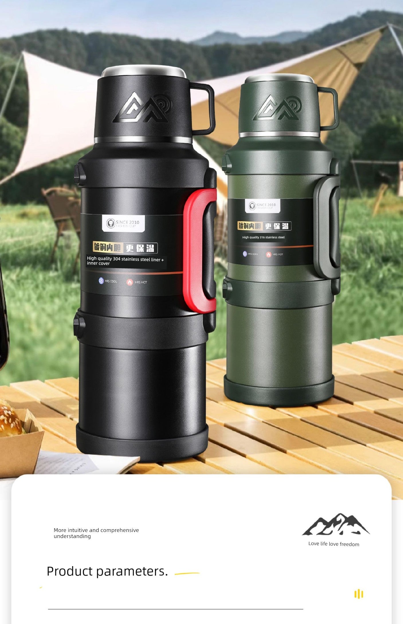 2024 Thermal Pot Large Capacity Men Outdoor Thermal Cold Preservation Dual Use Water Cup