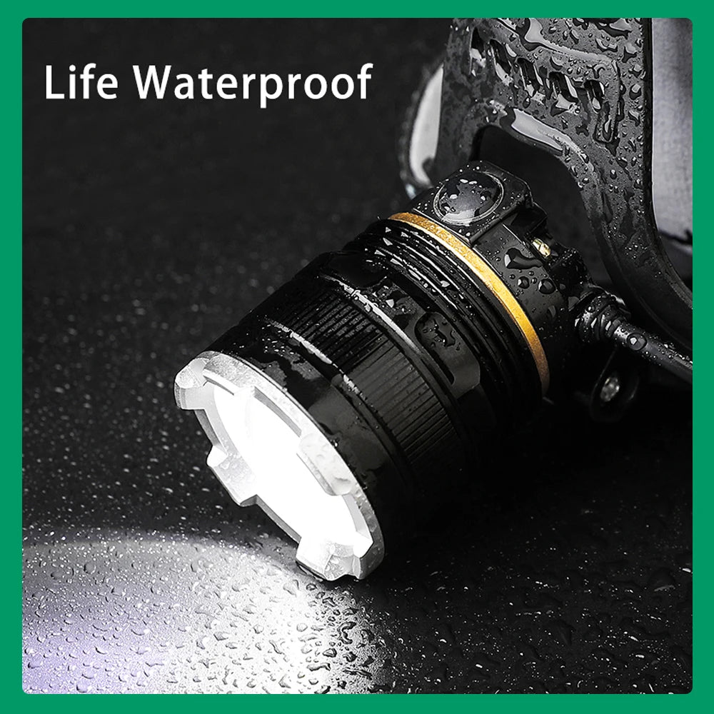 XHP90.2 Super Powerful Headlamp Rechargeable Head Flashlight High Power Head Lamp 1000Meters Headlight 2*18650 Fishing Lantern