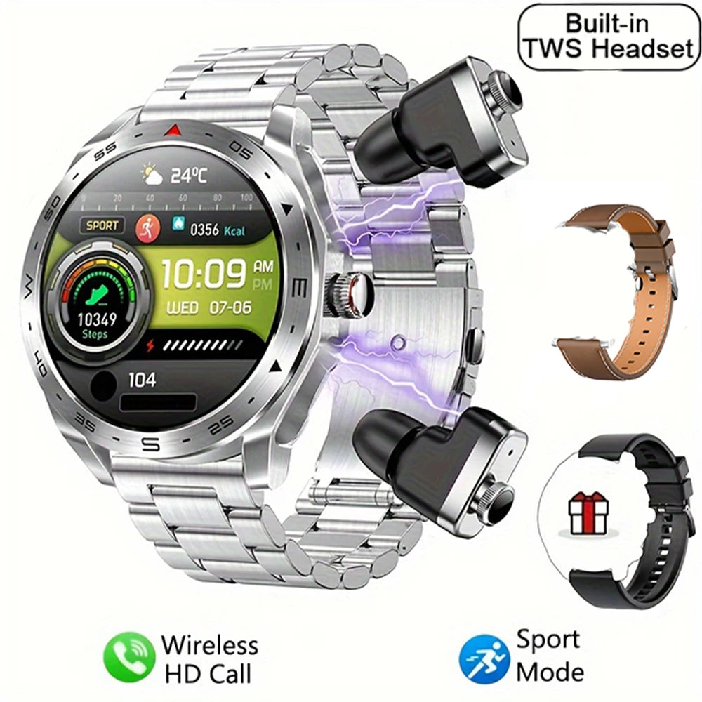 2024 TWS 2-in-1 Bluetooth Earphones Smart Watch Bluetooth Call GPS Motion Trajectory HIFI 9D Sound Quality Smartwatch