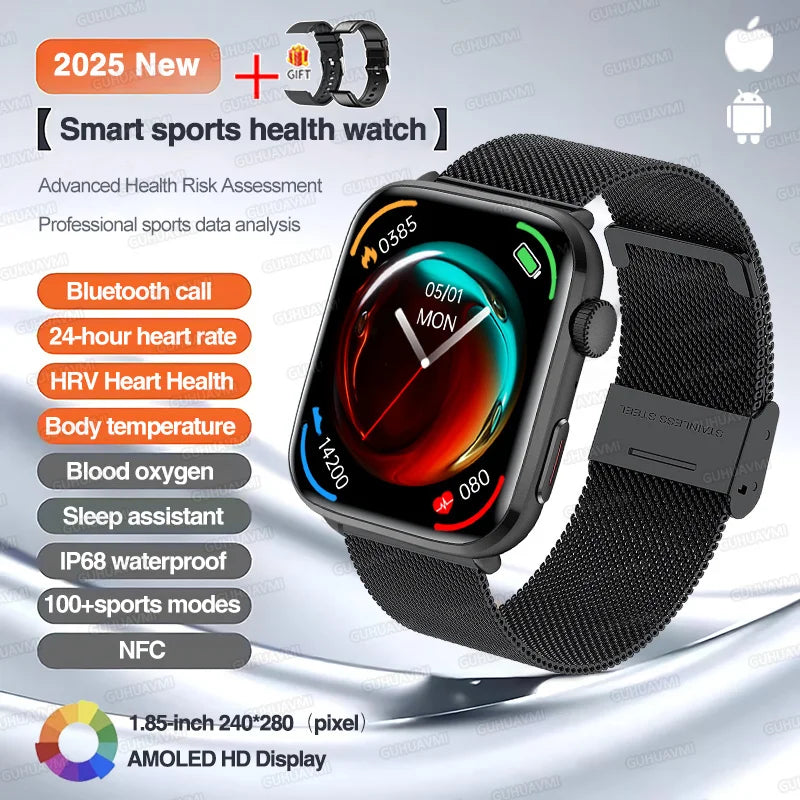 2025 New For Xiaomi Smart Watch HD Bluetooth Call AMOLED Screen NFC Waterproof GPS Sport Health Tracker Smart Watch