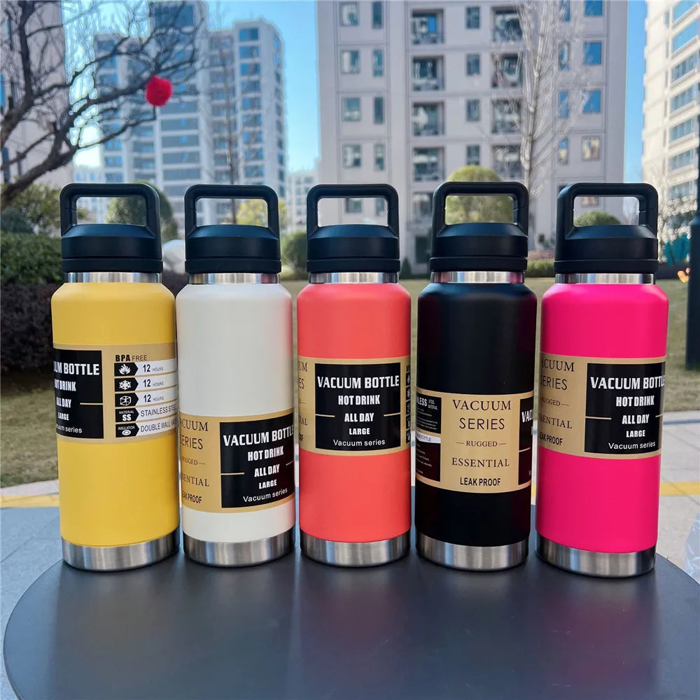 800ml,1100ml Large Capacity Water Bottle Stainless Steel Thermos Vacuum Insulated Flask Bottle Leakproof Sports Portable Tumbler