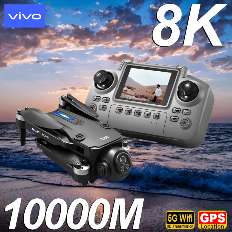 VIVO D18 Drone 8K Aerial HD Dual Camera Photography Intelligent Obstacle Avoidance Brushless Power 5G WIFI GPS Return VR Drone