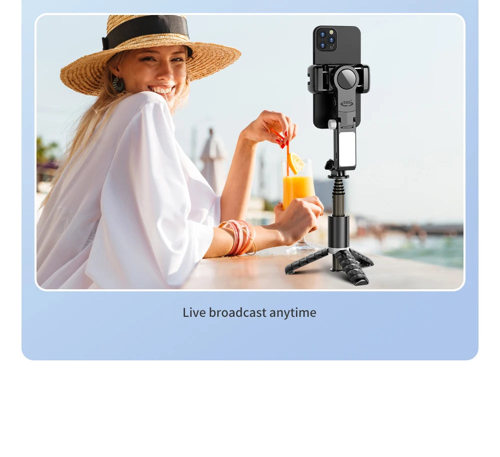 Q18 Desktop Following the shooting Mode Gimbal Stabilizer Selfie Stick Tripod with Fill Light for Smartphone