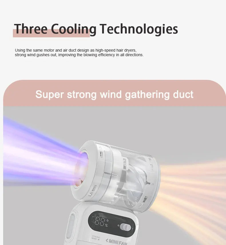 Xiaomi Youpin Electric Fan Wireless Portable Handheld Desktop Small Fan 100 Levels High Speed Strong Wind Mini Pocket Fan Gift