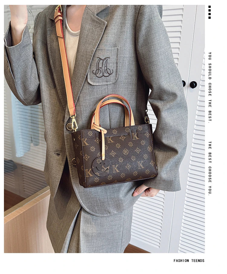 Classic Leather Tote Bag For Ladies, Shoulder Strap And Spacious, Elegant Popular Handbag By Luxury Brand For Women