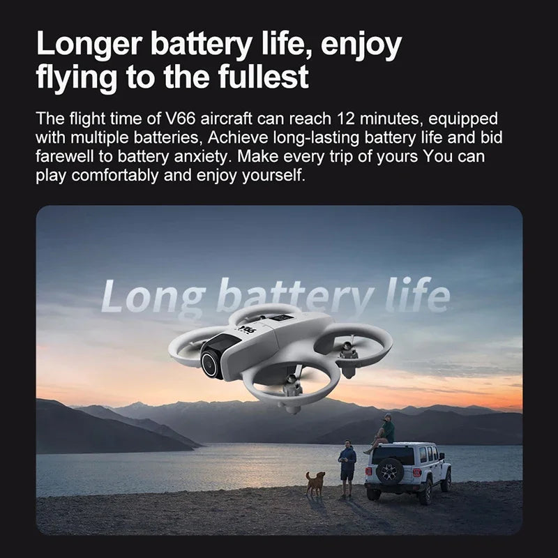 V66 Mini Remote Control Positioning Aerial Photography FPV Drone Wide Angle HD Camera Obstacle Avoidance Helicopter Machine Toy
