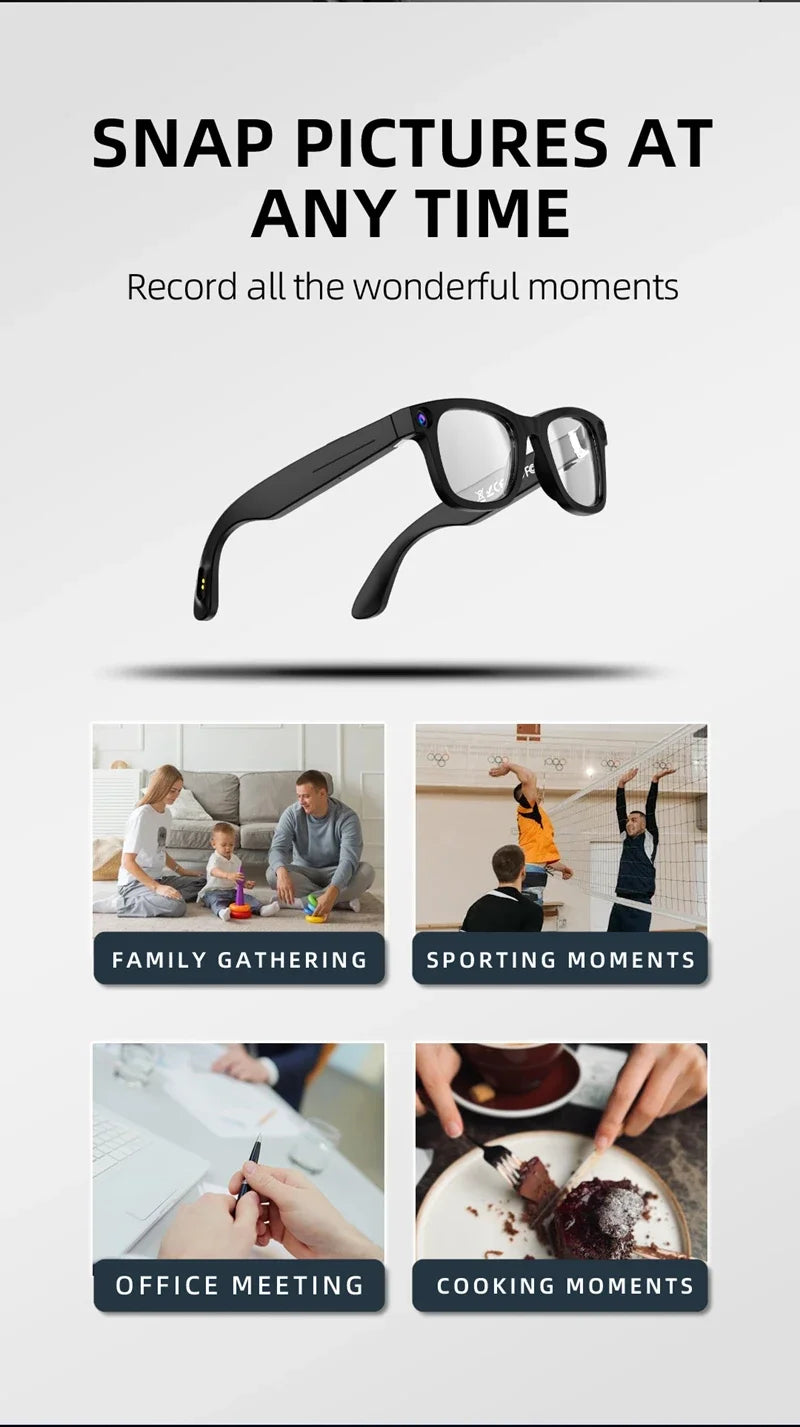 AI Smart Camera Glasses 6K HD 800W pixel Shooting Camera Photo Video Voice Call Translation Waterproof Bluetooth AI Glasses