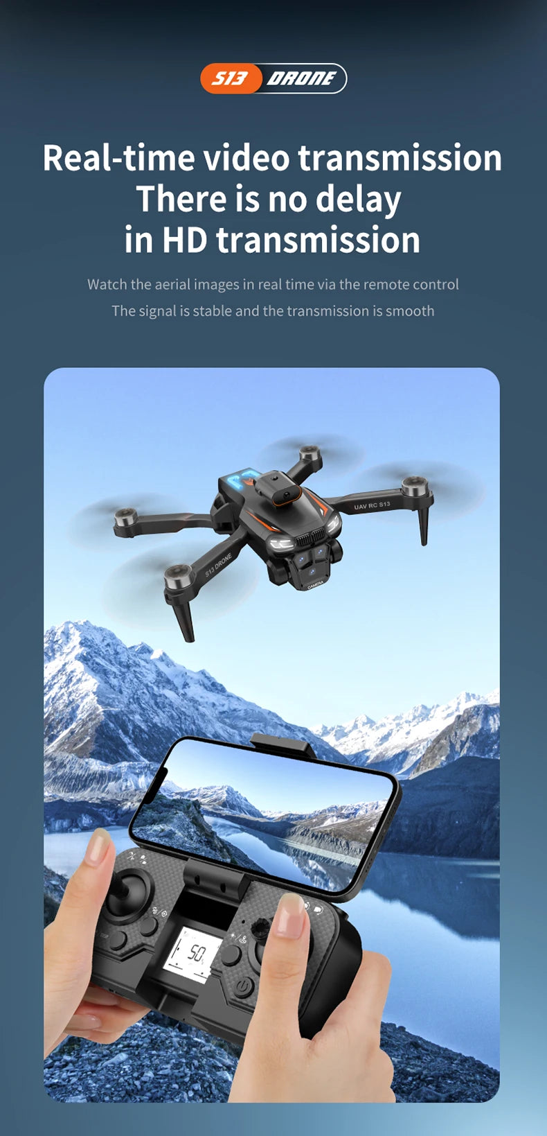 Xiaomi Mijia S13 Drone 8K Professional Dual Camera GPS FPV Brushless Motor Optical Flow Hovering Foldable Quadcopter.