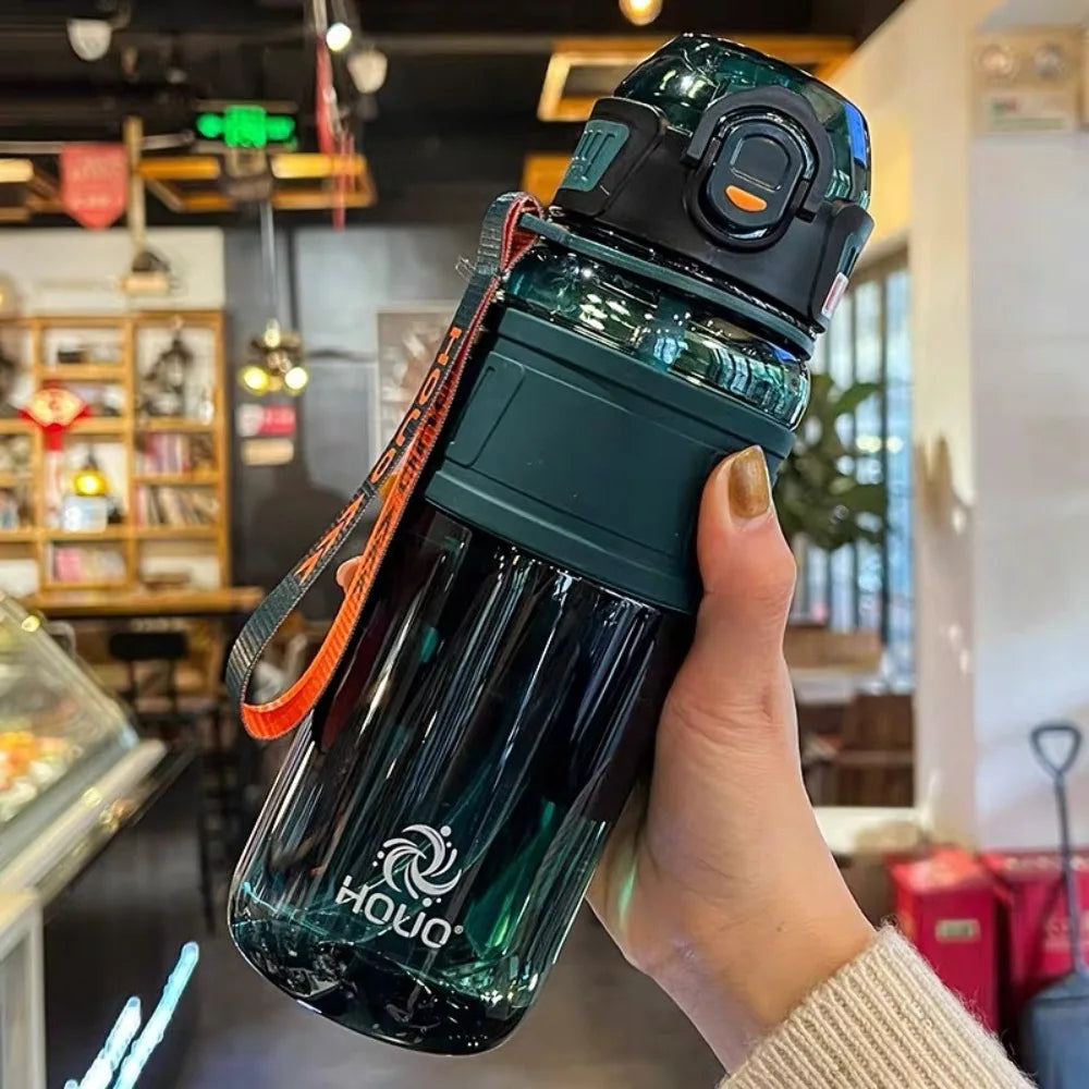 PC 1 Liter Sports Water Bottle Leak Proof Large Capacity Colorful Plastic Cup Silicone Cup Holder Portable Handle