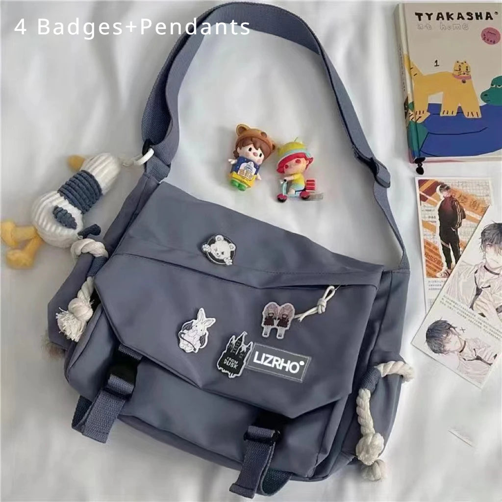 Women's Nylon Handheld One Shoulder Versatile Large Capacity Crossbody Bag Retro Work Travel