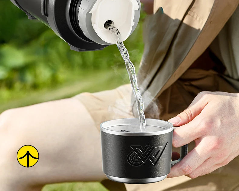 Stainless Steel Thermos Bottle with Handle Outdoor Portable Large Capacity Thermal Water Bottle ,Keep Hot and Cold for 72H