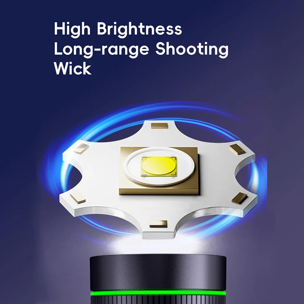 Super bright LED flashlight high power strong light long-range tactical flashlight, long outdoor hiking camping emergency light