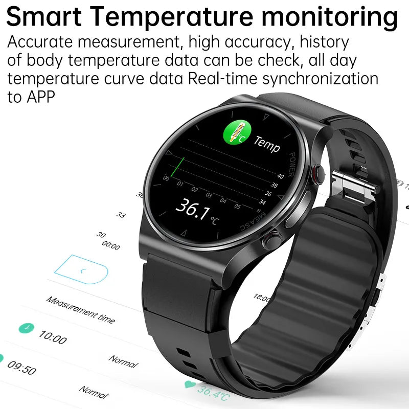 P70 Smart Watch Air Pressure Pump Blood Pressure Medical Grade ECG+PPG Heart Rate Blood Pressure Measurement Elder Health Watch