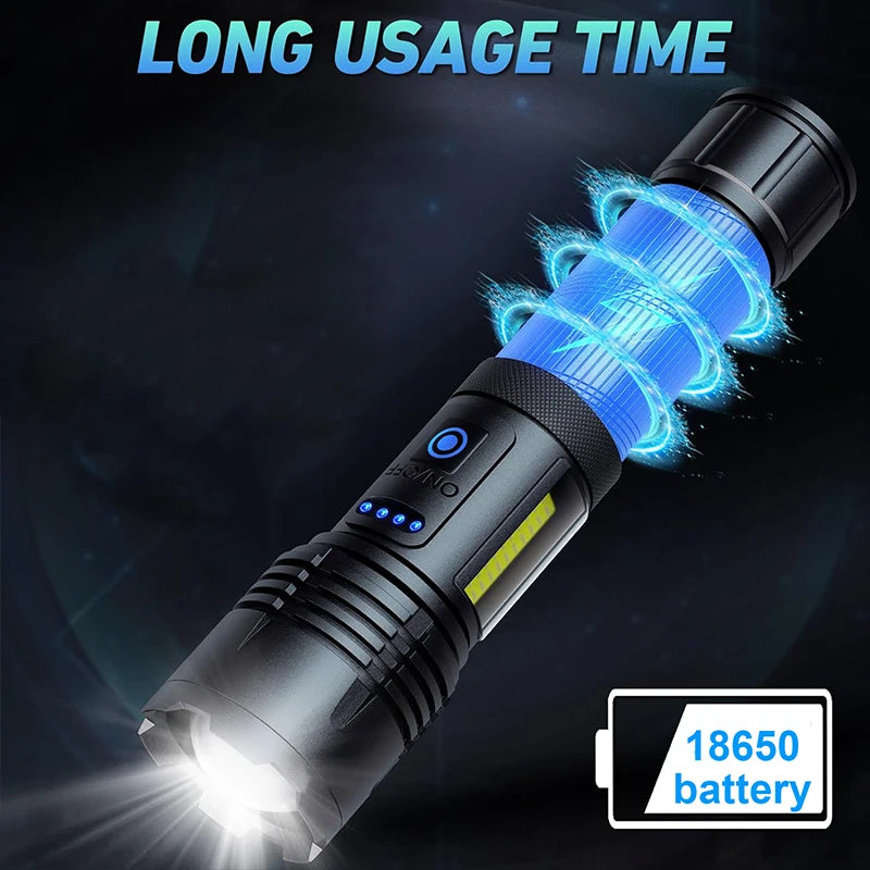 Super Powerful Led Flashlights High Power Rechargeable Torch Light Built-in Battery For Fishing Hunting Camping Lantern
