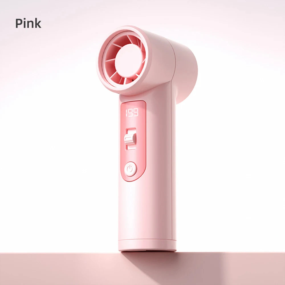 Rechargeable Electric Handheld Fan 199 Speeds Adjustable Portable Outdoor Mini Air Cooling Turbo Fan Personal Fan with Lanyard
