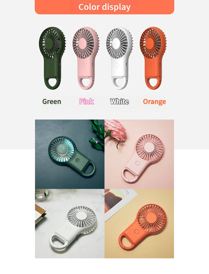 New handheld mini fan, silent high wind USB charging, outdoor hiking, creative gift for graduation season