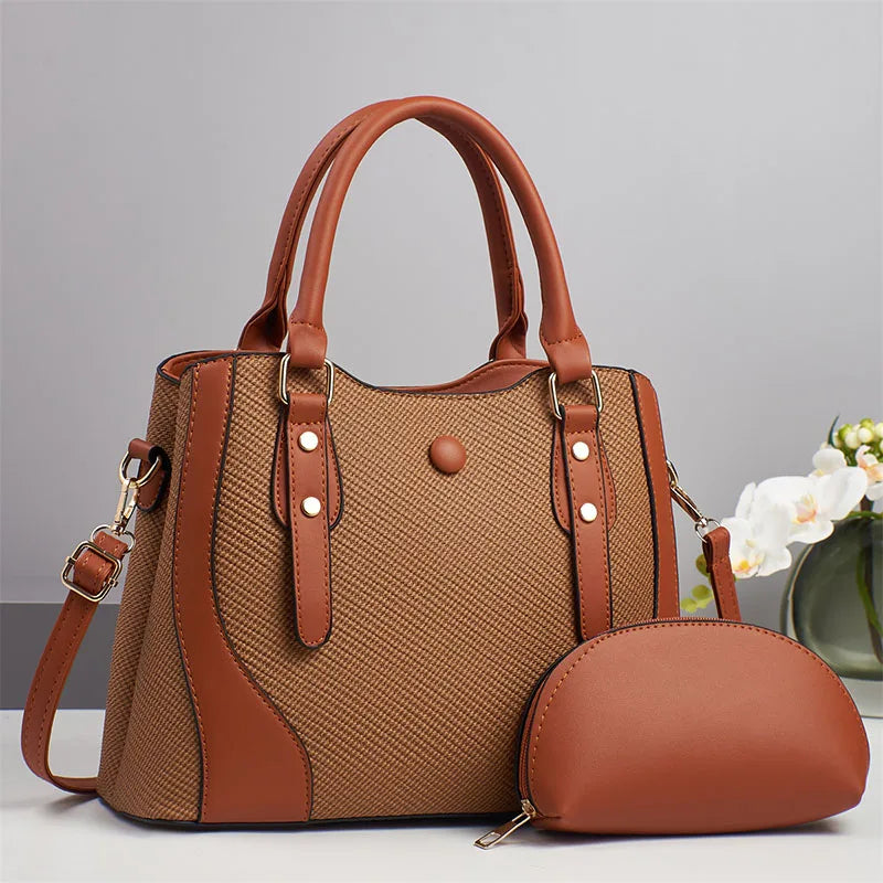 2pcs/set Vintage Women Handbag Composite Bags Multifunctional High Quality PU Leather Tote Ladies Shoulder Crossbody Bag