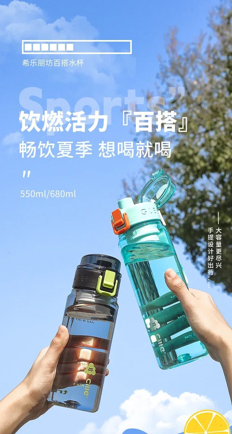 2024 550ml Tritan Sport Bottle Travel Water Bottles BPA FREE Tritan Drink Bottle Cup for Girl Boy School Outdoor Plastic Bottles