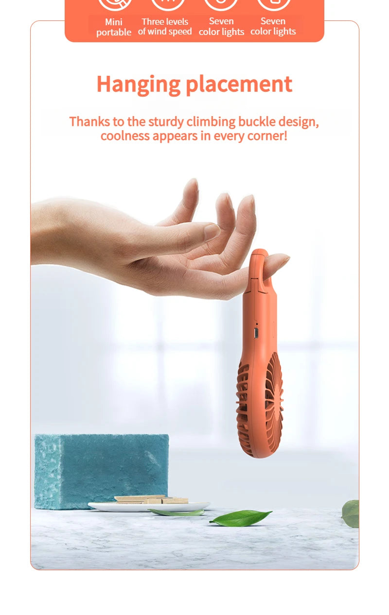 New handheld mini fan, silent high wind USB charging, outdoor hiking, creative gift for graduation season