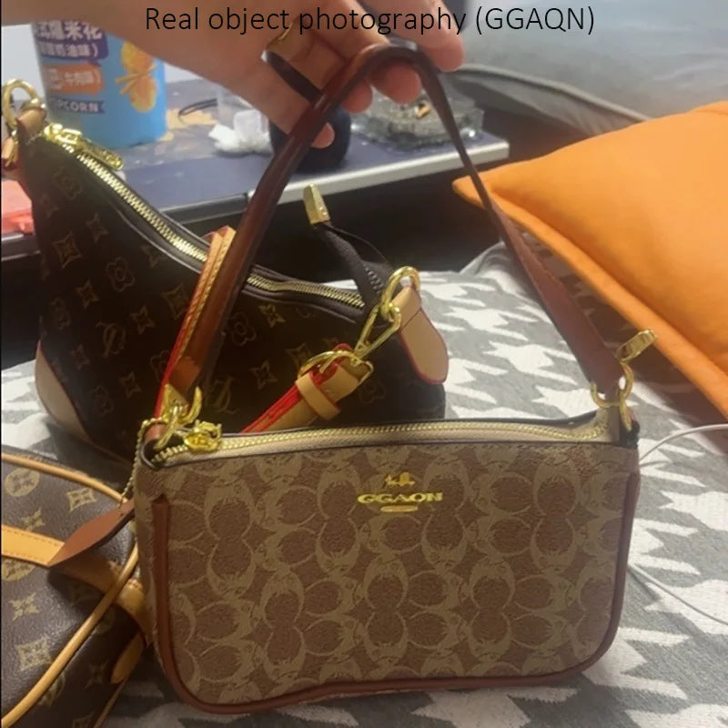 Ladies Classic Geometry Pattern Multifunctional Crossbody Bag 2025 Women's Handbag Fashionable Printed Shoulder Bag PU Leather