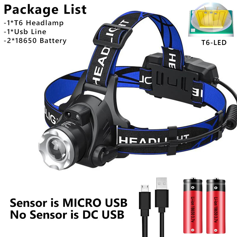 XHP90.2 Super Powerful Headlamp Rechargeable Head Flashlight High Power Head Lamp 1000Meters Headlight 2*18650 Fishing Lantern