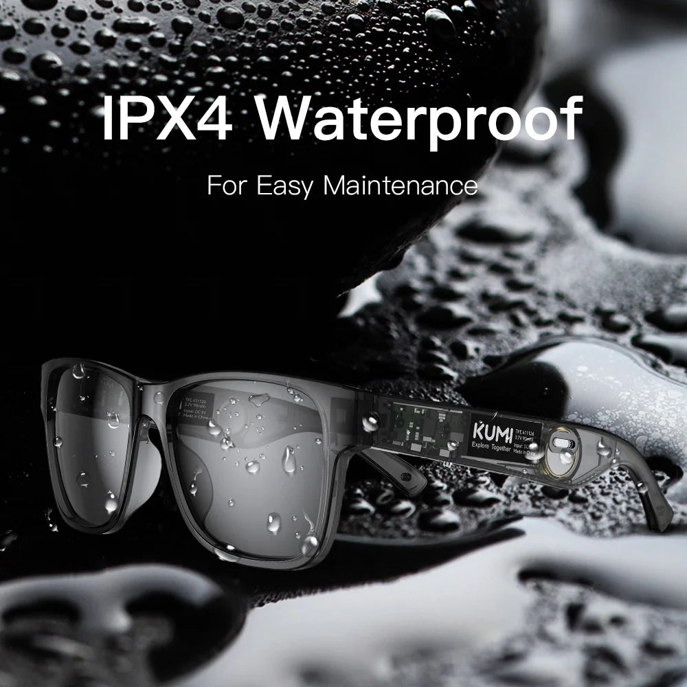 KUMI Meta V1 Smart Glasses Polarized Sunglasses Bluetooth glasses IPX4 Waterproof Open Ear Headphones AI Voice Assistant
