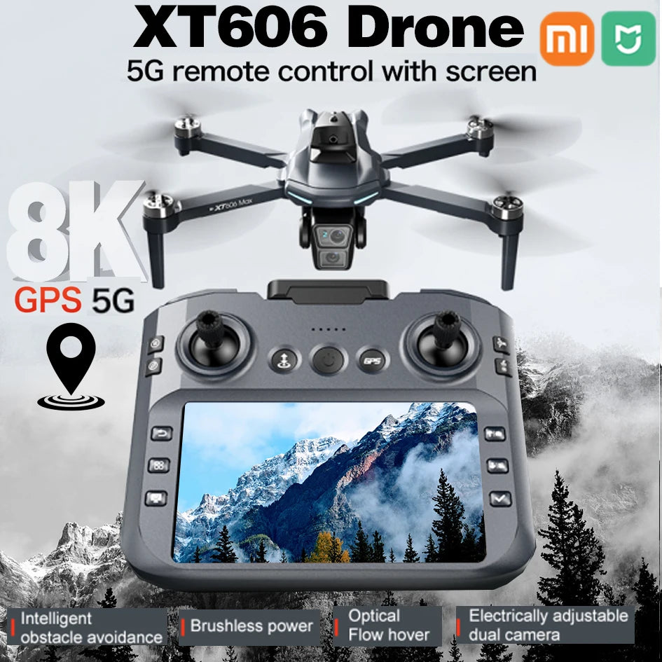XIAOMI NEW XT606 GPS Drone 8K HD Professional dual camera 5G WIFI FPV Obstacle Avoidance Brushless RC Quadcopter Drone toy MIJIA