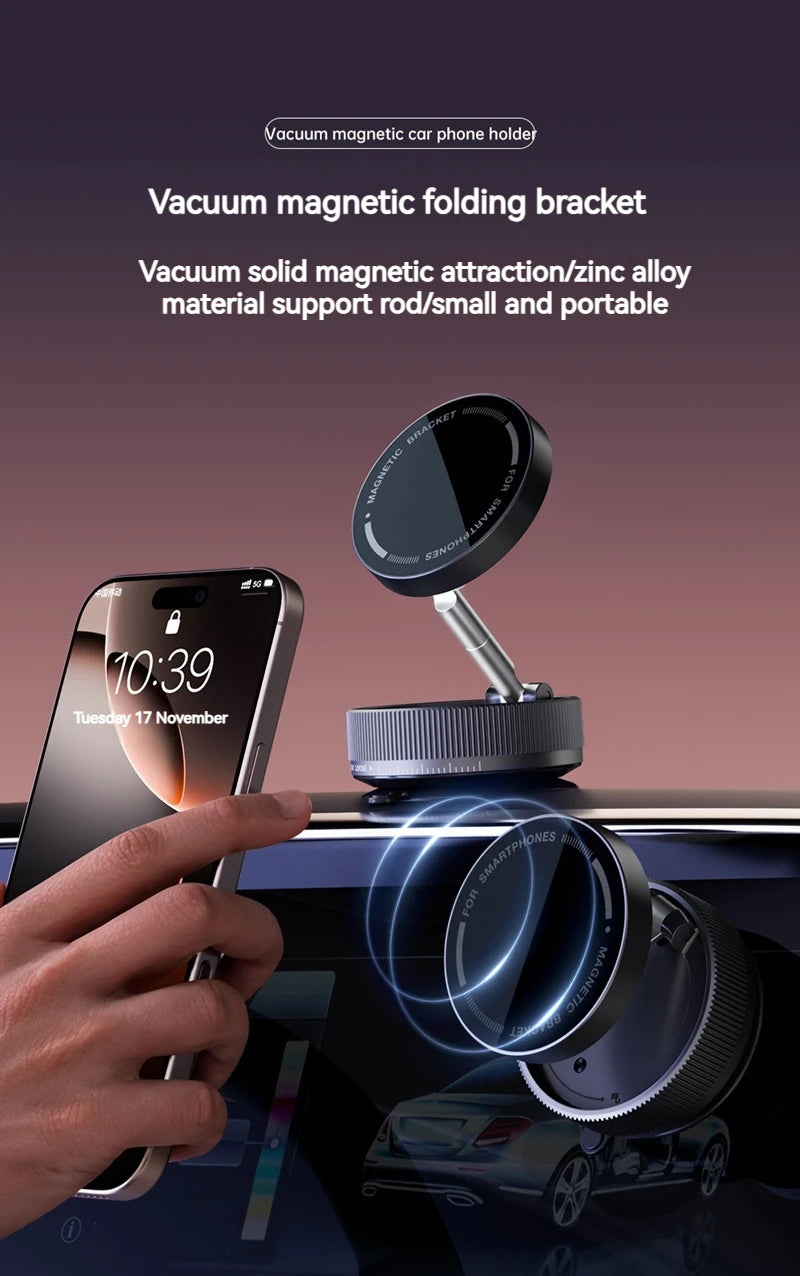 Vacuum Magnetic Car Phone Holder Foldable Suction Cup