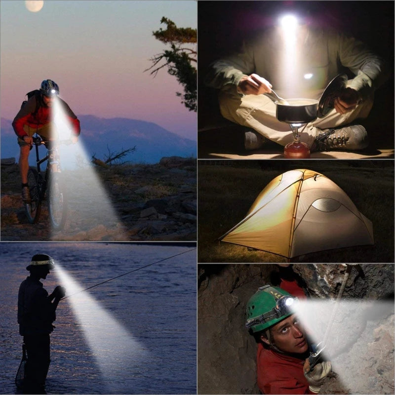 Powerful LED Induction Headlamp USB/DC Rechargeable Headlight Aluminium Alloy Outdoor Waterproof Head Lamp High Lumen Head Torch