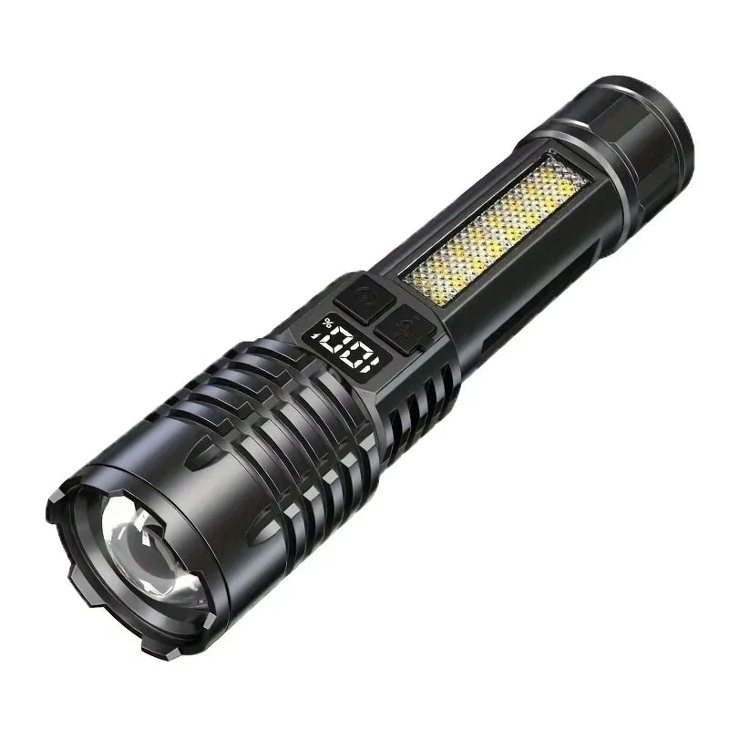 High Power Rechargeable Led Flashlight Very Strong Led Flashlight With Side Light Torch For Outdoor Camping Hiking