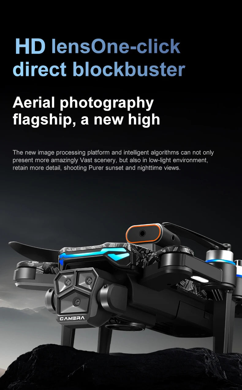 New D13 RC Drone 4K Professional HD Triple Camera 5G WIFI FPV Dron 360° Obstacle Avoidance Brushless Large Screen Quadcopter