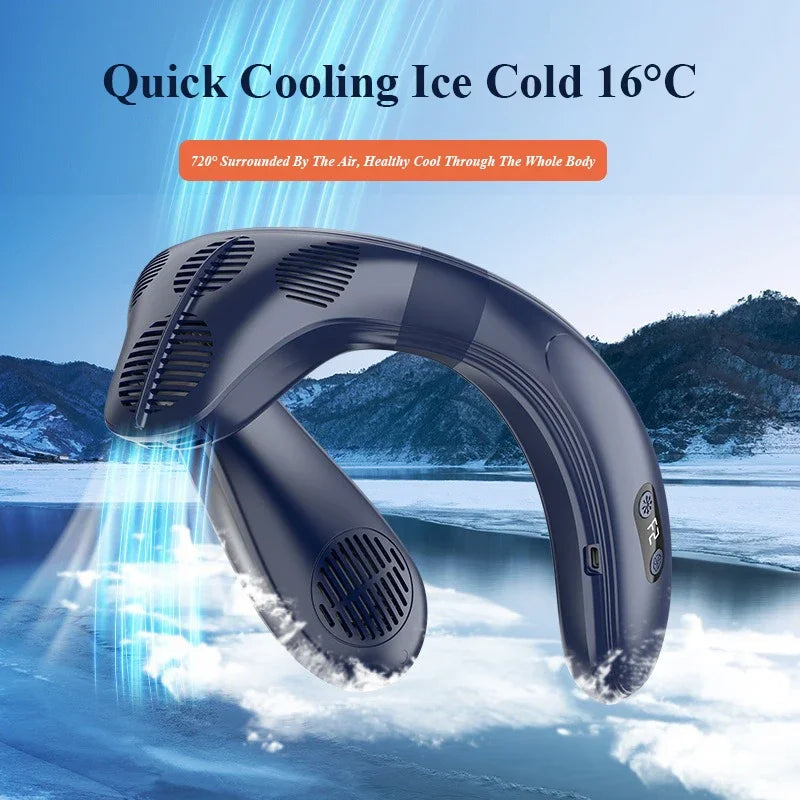 2024 New Neck Air Conditioner Portable Neck Fan Rechargeable Semiconductor Cooling Bladeless Fan Wearable Cooler multi purpose