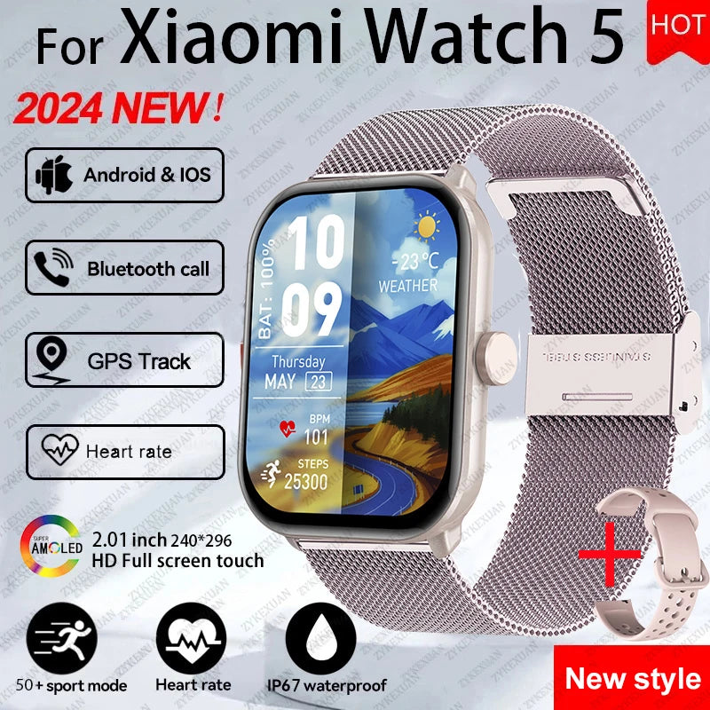 For Xiaomi Watch 5 Wrist Band Global Version Men Women HD AMOLED Screen Heart Rate Bluetooth Call GPS Track Waterproof Sports Smart Watch