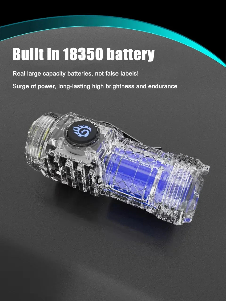High Strong Power LED Flashlight Built-in Battery Type-C Rechargeable with Pen Clip Torch Outdoor Camping Emergency Lantern
