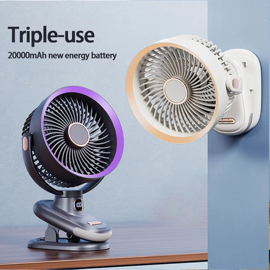 Mini Clip Fan Mute 10000mAh Rechargeable Mini Desk Fan Adjustable Clip-on Fan Table Wireless Fan for Home Room