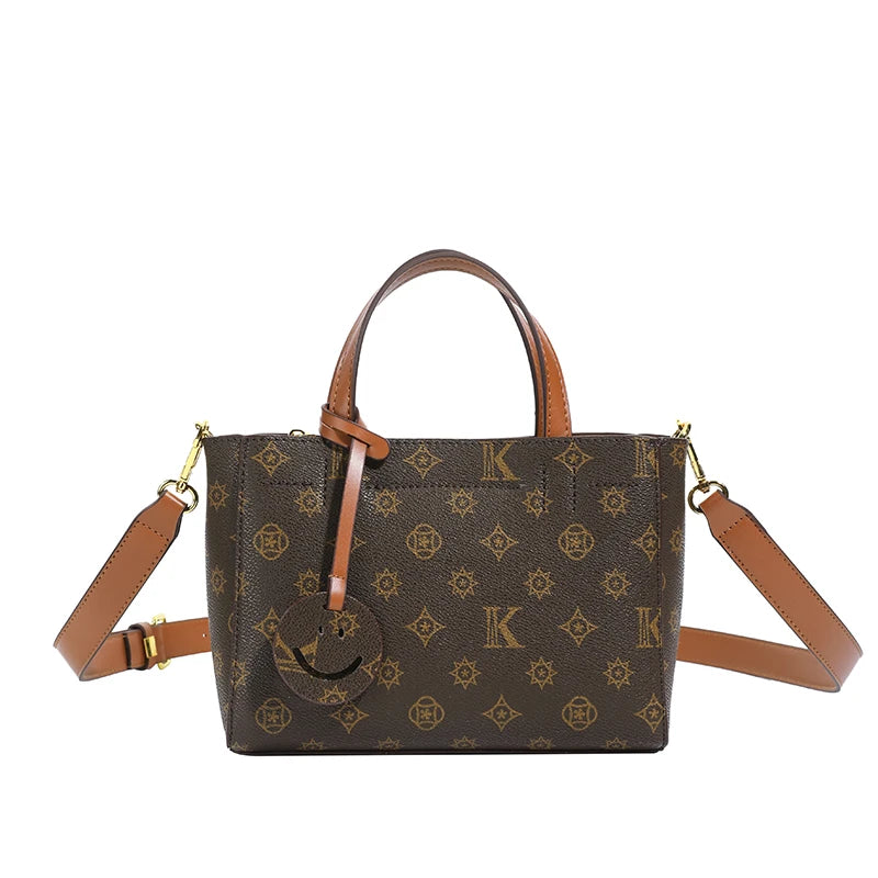 Classic Leather Tote Bag For Ladies, Shoulder Strap And Spacious, Elegant Popular Handbag By Luxury Brand For Women