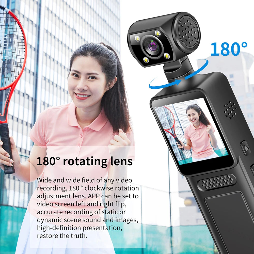 128GB 4K Ultra HD Action Mini Camera 180 Rotatable Vlog Wifi Sports Cam Waterproof Case Helmet Travel Bicycle Driver Recorder