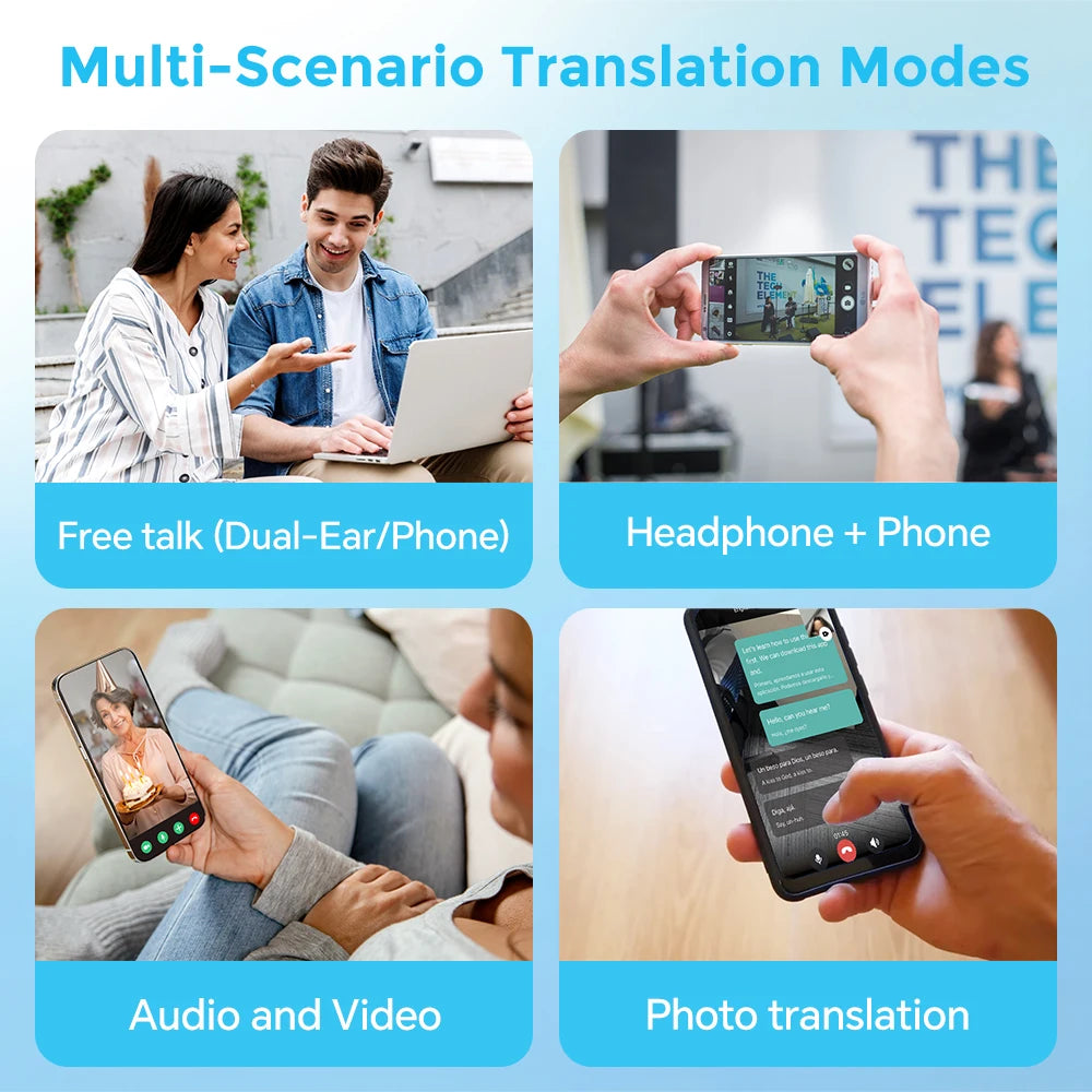 Translation Earphones 164 Languages Instant Voice Real Time Translators Wireless Bluetooth Headphones HiFi Earbuds