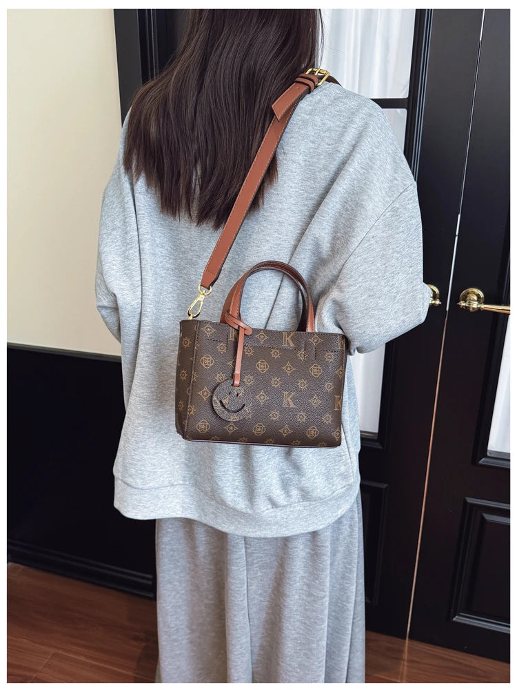Classic Leather Tote Bag For Ladies, Shoulder Strap And Spacious, Elegant Popular Handbag By Luxury Brand For Women